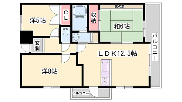 ハイツ以和貴 ｜兵庫県相生市赤坂1丁目(賃貸マンション3LDK・3階・66.91㎡)の写真 その2