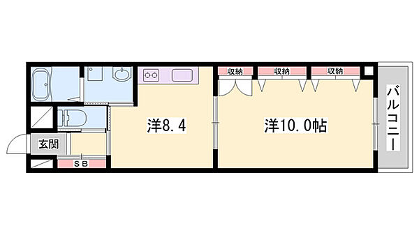 リッチキャッスルI ｜兵庫県姫路市久保町(賃貸マンション1LDK・6階・43.96㎡)の写真 その2