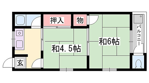 たくみ荘 ｜兵庫県姫路市楠町(賃貸アパート2K・2階・30.00㎡)の写真 その2