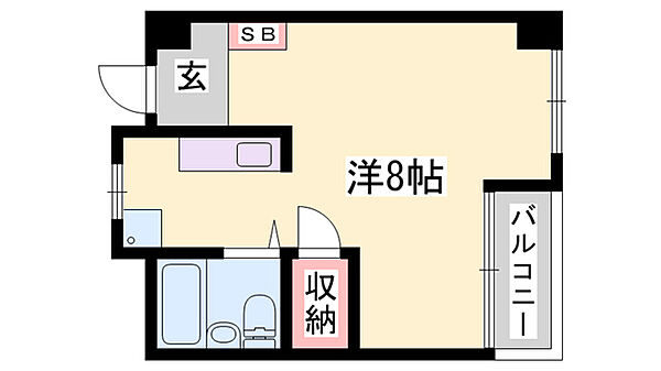 カンフォート花北 ｜兵庫県姫路市西中島(賃貸マンション1R・6階・23.73㎡)の写真 その2