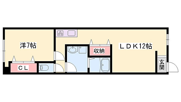 インタービレッジ書写 ｜兵庫県姫路市書写(賃貸マンション1LDK・2階・43.91㎡)の写真 その2