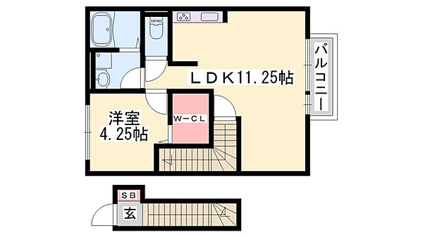 セジュール西浜 ｜兵庫県姫路市飾磨区西浜町1丁目(賃貸アパート1LDK・2階・41.99㎡)の写真 その2