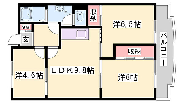 リッチウォーク佃町 ｜兵庫県姫路市佃町(賃貸マンション3LDK・5階・58.64㎡)の写真 その2