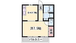 サニーベル 1Kの間取図画像