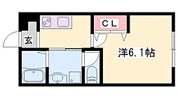 姫路市御国野町御着アパート 1Kの間取図画像