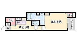 グランデフォルトーネB 1Kの間取図画像