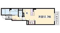 サンリット・ヴィラ神屋 ワンルームの間取図画像