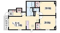 アンジュT 2LDKの間取図画像