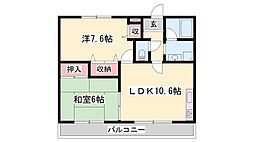 ラブリー姫路英賀保 2LDKの間取図画像