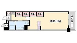 キャッスルコート西新町 ワンルームの間取図画像