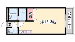 グリーンコート野里 ワンルームの間取図画像