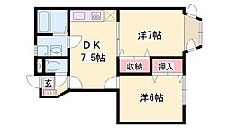 ル・クプルフェリーチェ 2DKの間取図画像