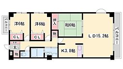 シャトーエレガンス 3LDKの間取図画像