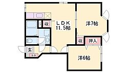 アンソレイエN棟 2LDKの間取図画像