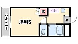 姫西ハイツ ワンルームの間取図画像