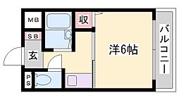 サンドミール 1Kの間取図画像