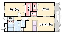 サニーガーデン2 2LDKの間取図画像