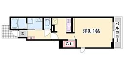 ワイズ・プランドール 1Kの間取図画像
