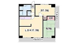 ハッピーライフフジ 2LDKの間取図画像