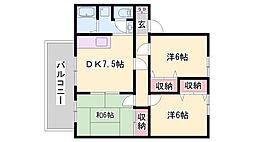グランドールB 3DKの間取図画像
