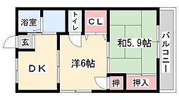 メトレス福田3 1DKの間取図画像