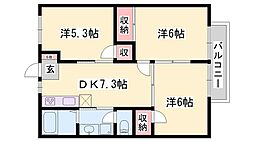 カーサ英賀保 3DKの間取図画像
