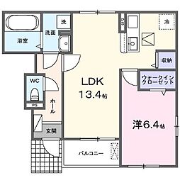 ルミエール 加古川 1LDKの間取図画像