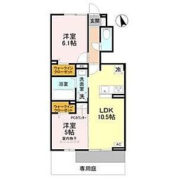 明石市魚住町中尾アパート 2LDKの間取図画像