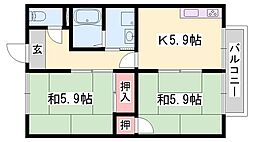 フレグランス白浜 2Kの間取図画像