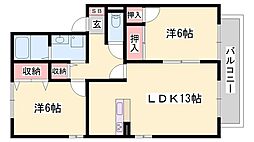 ハーベストウィズ 2LDKの間取図画像