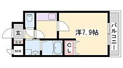 フラットワン 1Kの間取図画像