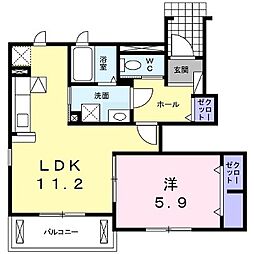 ルミエール魚住 1LDKの間取図画像