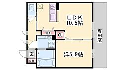 エルポルト悠B 1LDKの間取図画像