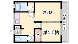 さつき荘No.2 2Kの間取図画像