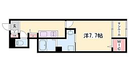 プラシード 1Kの間取図画像
