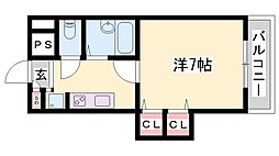 ジュネス神屋町 1Kの間取図画像