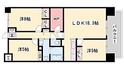 キャッスルコート飾磨 3LDKの間取図画像