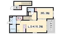 アニメート・ミキ 1LDKの間取図画像