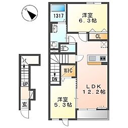 マニエール 1LDKの間取図画像