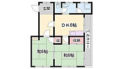 春日野マンション 2DKの間取図画像