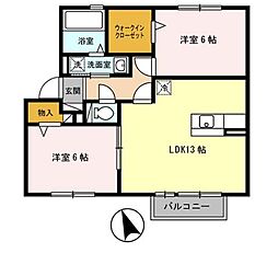 ヴィボヌール 2LDKの間取図画像