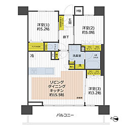 イニシア東京五反野 3LDKの間取図画像