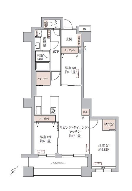 3LDK 間取り