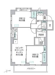 モナークマンション三ノ輪 2LDKの間取図画像