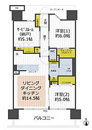 イニシア所沢 2SLDKの間取図画像