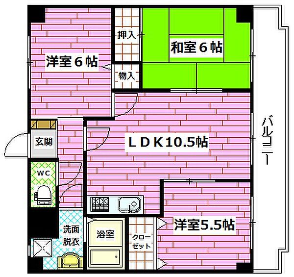 アンジェ祇園 ｜広島県広島市安佐南区山本2丁目(賃貸マンション3LDK・1階・61.20㎡)の写真 その2