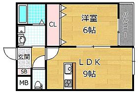 クラウディア香里ヶ丘  ｜ 大阪府枚方市香里ケ丘１０丁目（賃貸アパート1LDK・2階・36.44㎡） その2