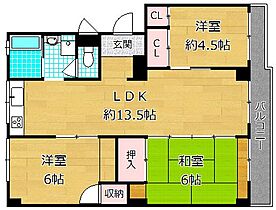 牧野ハイム  ｜ 大阪府枚方市招提中町１丁目（賃貸マンション3LDK・5階・64.22㎡） その2