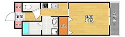 シャンテー長尾 1Kの間取図画像
