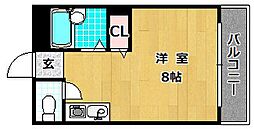 シャンテー長尾家具 ワンルームの間取図画像